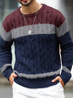 Men's Contrast-Panel Cable Knit Jumper
