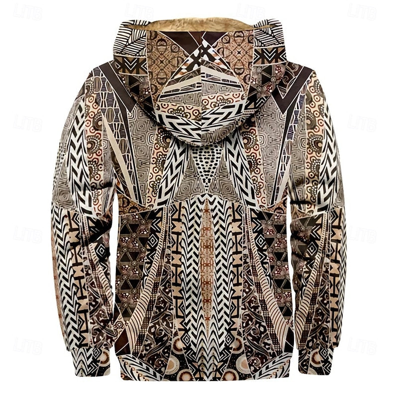 Men's All-Over Print Relaxed Hooded Jacket with Soft Lining