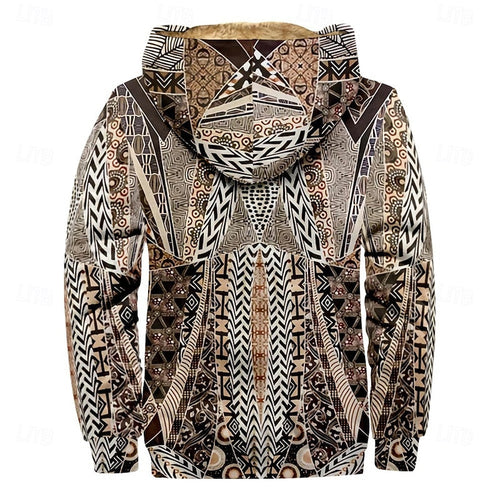 Men's All-Over Print Relaxed Hooded Jacket with Soft Lining