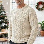 Men's Traditional Cable Knit Crew Neck Pullover