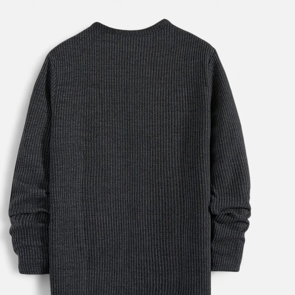 Men's Button-Neck Cable Knit Henley for Spring and Autumn
