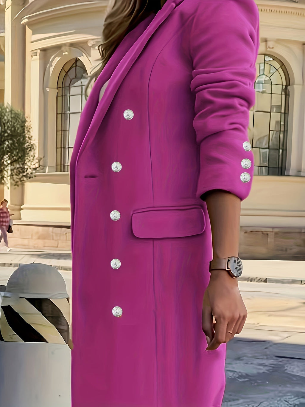 Women's Double-Breasted Longline Coat for Day and Evening