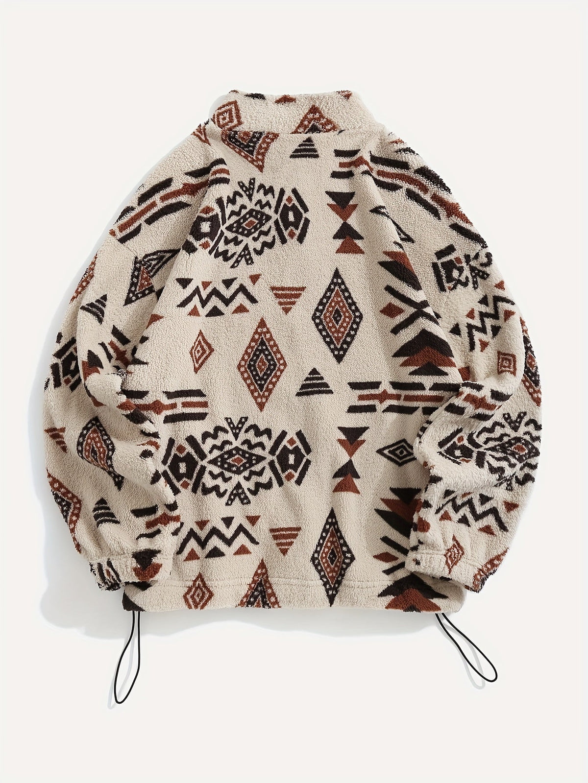 Women's All-Over Pattern Plush Jacket with Relaxed Fit and Zip