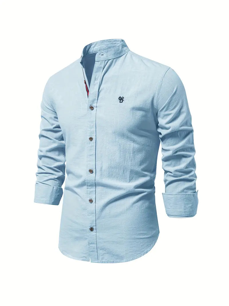 Men's Slim-Cut Desk-to-Dinner Shirt with Long Sleeves - Light Blue