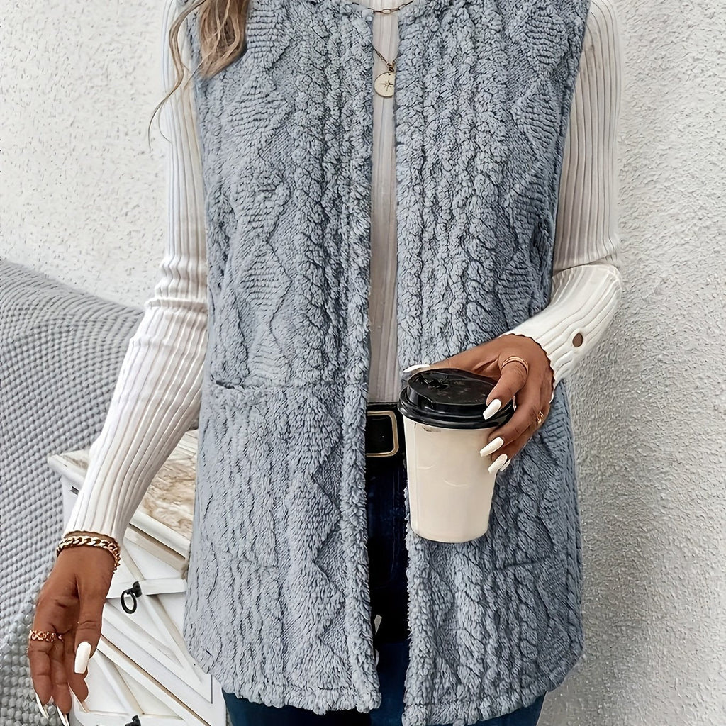 Women's Open-Front Draped Plush Layering Gilet