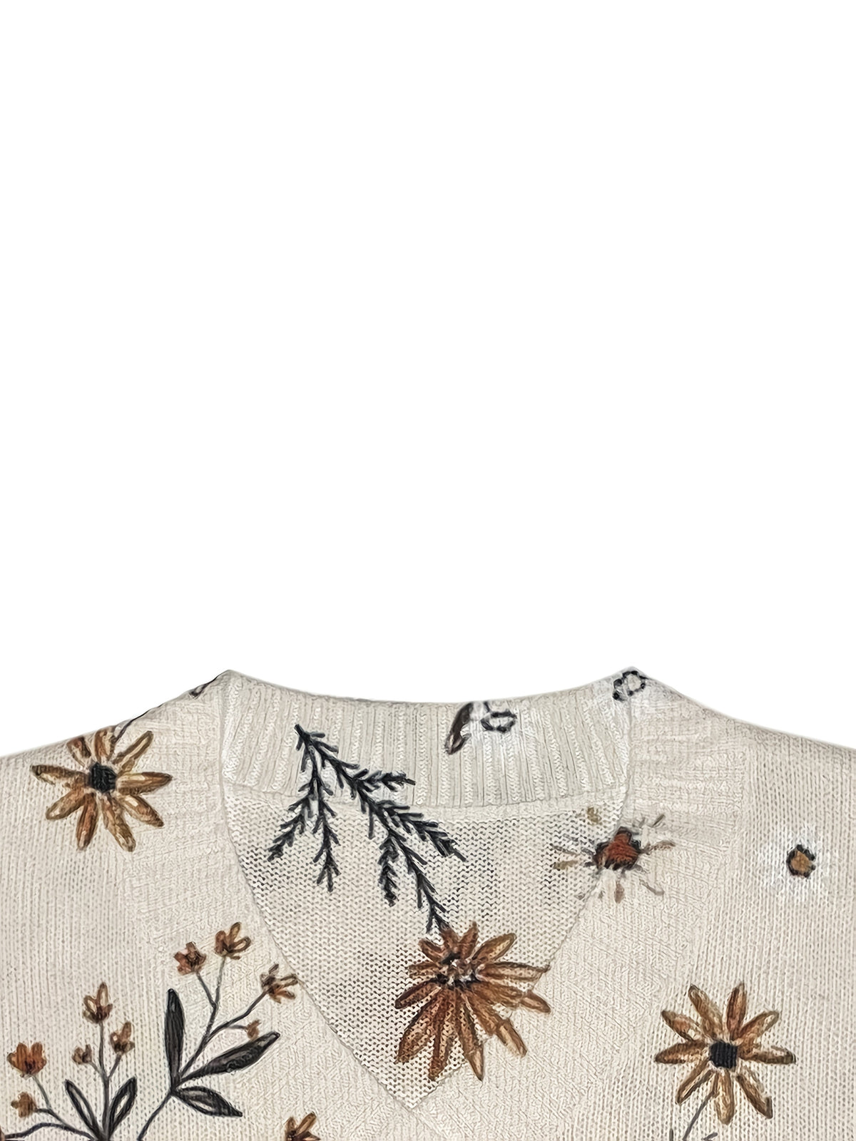 Women's Relaxed Floral V-Neck Jumper for Light Layering