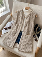 Women's Open-Front Draped Plush Layering Gilet
