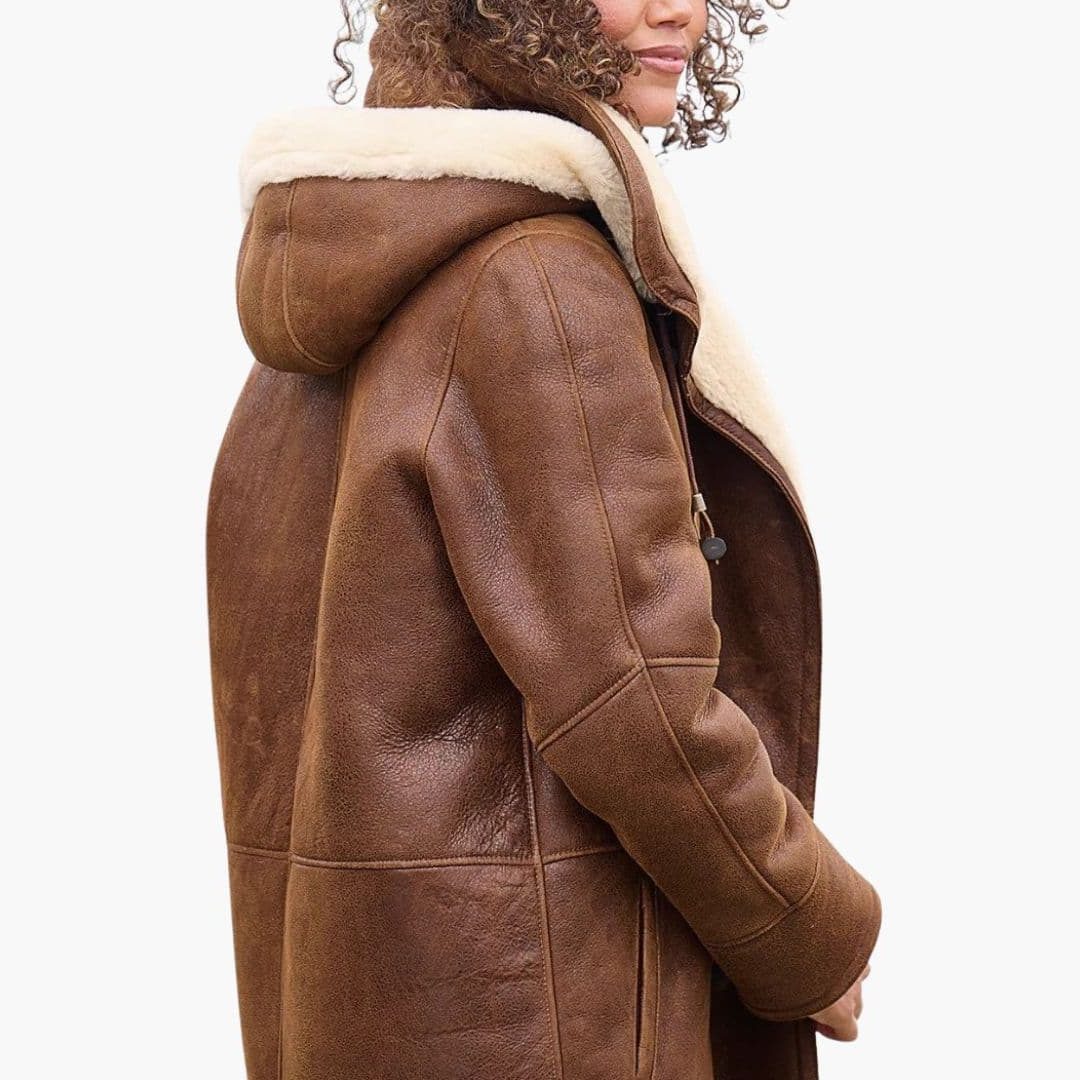 Women's Roomy Mid-Length Duffle Coat with Toggles and Faux Fur Collar