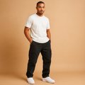Men's Cotton-Blend Regular-Fit Cargo Trousers for Every Day - Black
