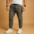 Men's Relaxed Tapered Utility Joggers with Leg Pocket - Grey