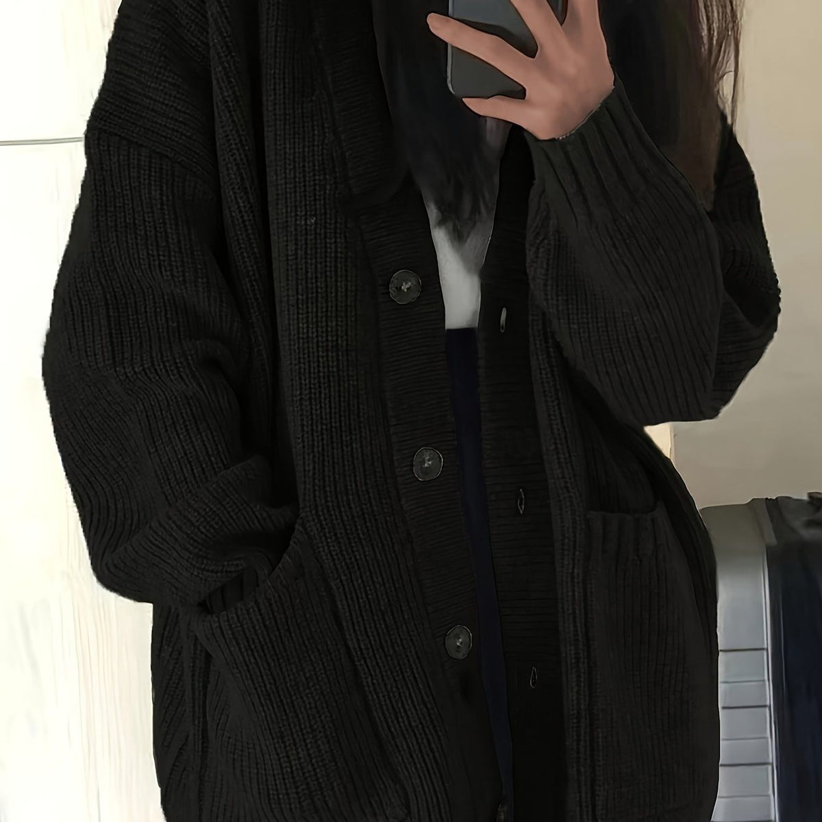 Women's Oversized Textured Knit Cardigan for Easy Layering