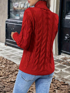 Women's Lightly Shaped Twisted Cable Roll Neck Jumper