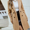 Women's Relaxed-Shoulder Mid-Length Coat with Soft Waist Shaping - Ginger