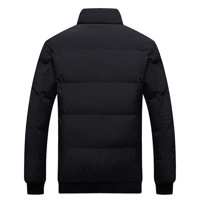 Men's Ribbed-Cuff Quilted Puffer Jacket in a Shorter Length