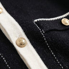 Women's Preppy Button-Front Cardigan with Chest Patch Pockets