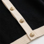 Women's Preppy Button-Front Cardigan with Chest Patch Pockets
