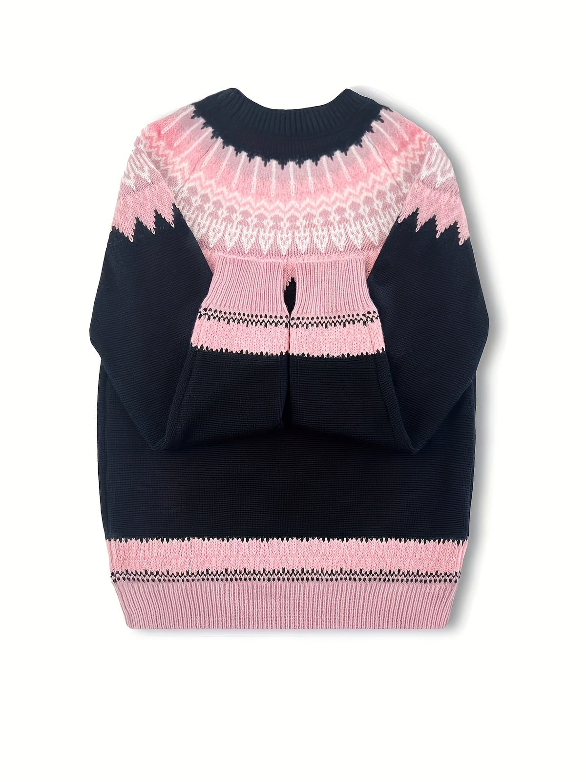 Women's Warm Jacquard Chunky Knit Jumper with Crew Neck