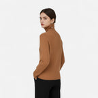 Women's Flared Umbrella-Hem Ribbed Polo Neck Jumper