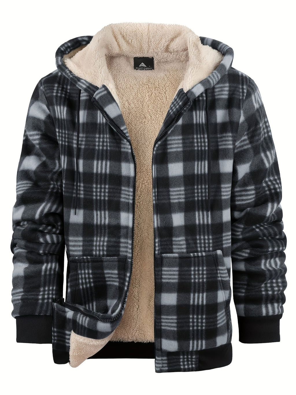 Men's Easy-Fit Hooded Jacket with Plush Lining and Front Pockets