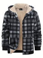 Men's Easy-Fit Hooded Jacket with Plush Lining and Front Pockets