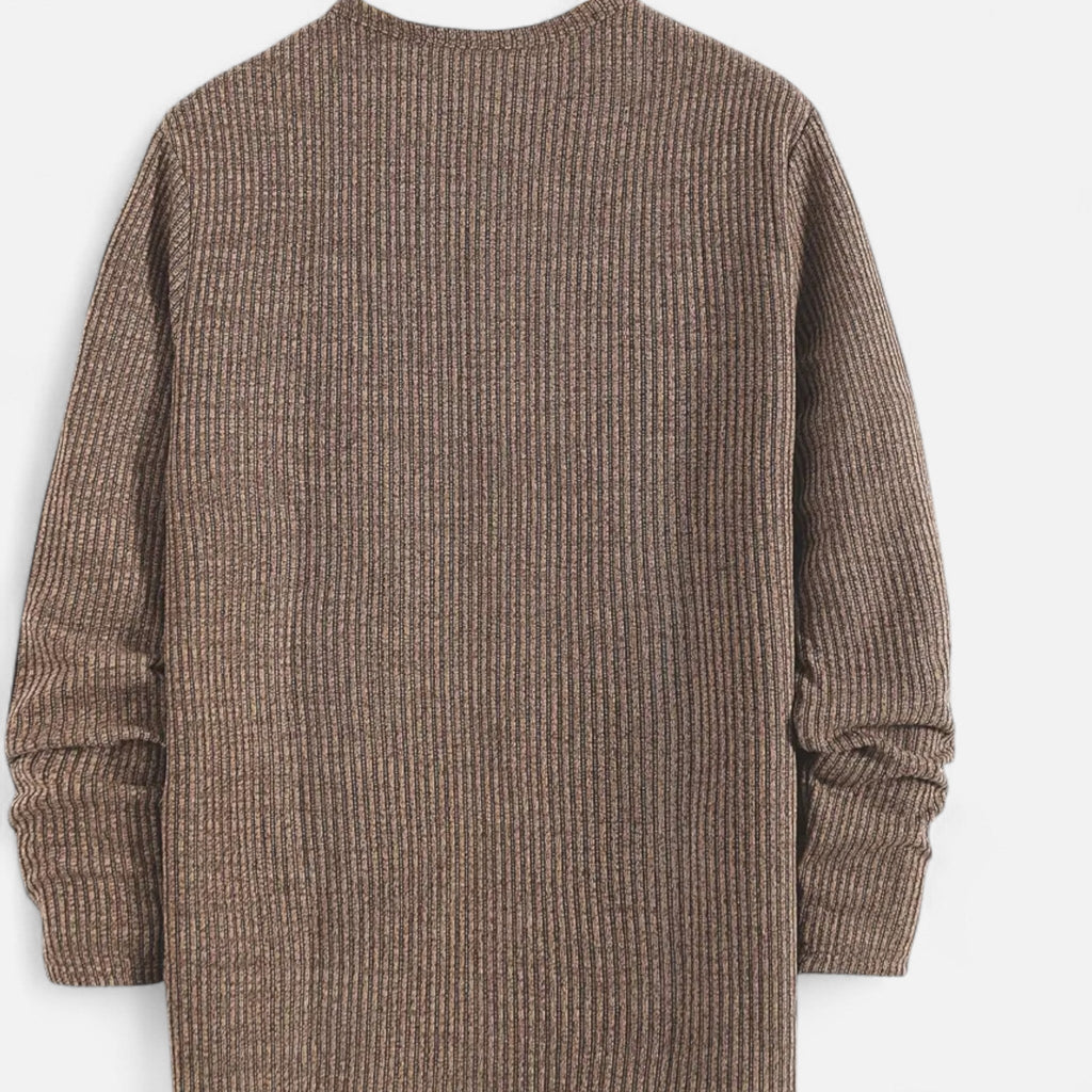 Men's Button-Neck Cable Knit Henley for Spring and Autumn