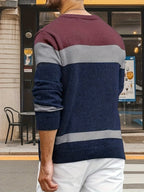 Men's Contrast-Panel Cable Knit Jumper