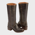 Women's Leather Western Boots with Centre Seam and Two-Tone Lining - Dark Brown