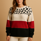 Women's Long-Sleeve Patterned Cotton Knit Crew Neck Jumper