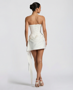 Women's Corset-Style Lace Bodice Mini Dress for Weddings and Proms