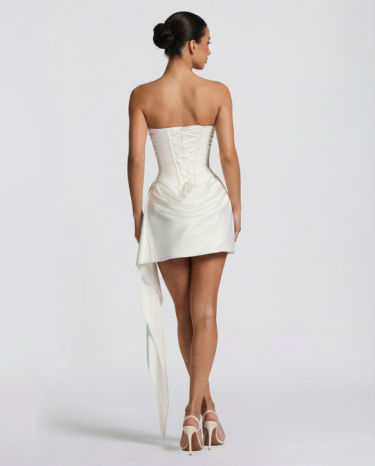Women's Corset-Style Lace Bodice Mini Dress for Weddings and Proms