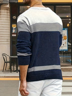 Men's Contrast-Panel Cable Knit Jumper