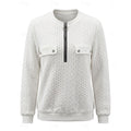 Women's Relaxed Zip-Collar Cable Knit Jumper - White