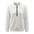 Women's Relaxed Zip-Collar Cable Knit Jumper - White