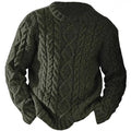 Men's Traditional Cable Knit Crew Neck Pullover - Army Green