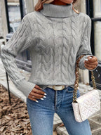 Women's Lightly Shaped Twisted Cable Roll Neck Jumper