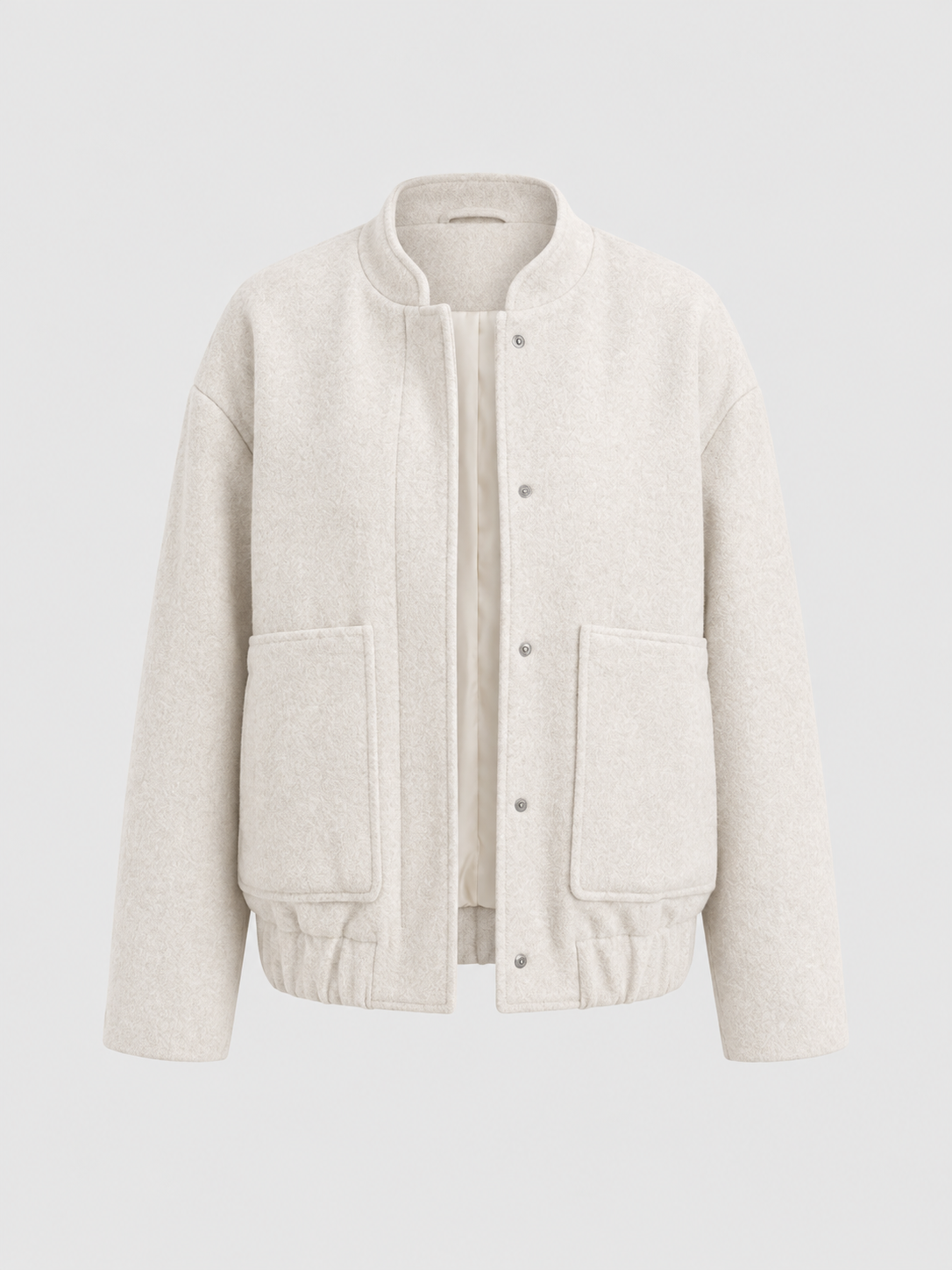 Women's Textured Wool-Blend Edge-to-Edge Coat with Wide Sleeves - White