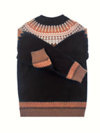 Women's Warm Jacquard Chunky Knit Jumper with Crew Neck