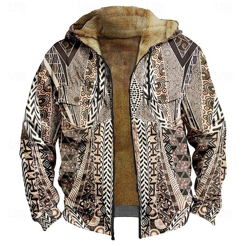 Men's All-Over Print Relaxed Hooded Jacket with Soft Lining