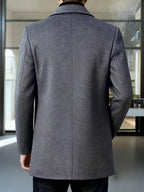 Men's Mid-Thigh Single-Breasted Coat in Crease-Resistant Fabric