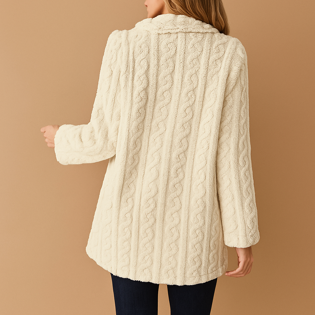 Women's Plush Double-Breasted Blazer with Defined Waist