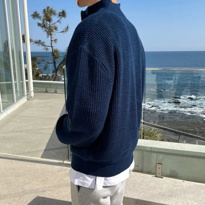 Men's Relaxed Chunky Half-Zip Jumper for Winter Commutes
