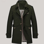 Men's Single-Row Button Trench Coat with Generous Front Pockets