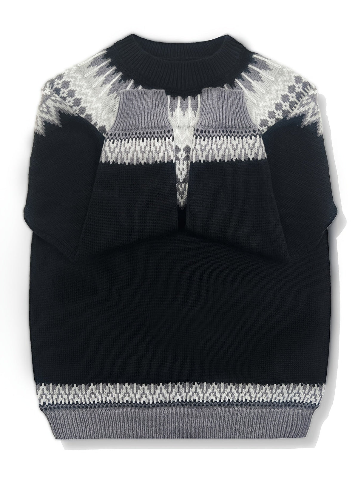 Women's Warm Jacquard Chunky Knit Jumper with Crew Neck