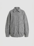 Women's Textured Wool-Blend Edge-to-Edge Coat with Wide Sleeves - Grey