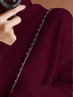 Women's Relaxed High Neck Jumper with Diamond Knit Pattern