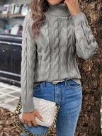 Women's Lightly Shaped Twisted Cable Roll Neck Jumper