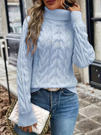 Women's Lightly Shaped Twisted Cable Roll Neck Jumper