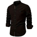 Men's Lightweight Band Collar Summer Shirt in Cotton - Black