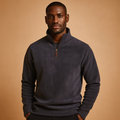 Men's Stand-Collar Fleece Half-Zip Jumper for Everyday Warmth - Dark Grey