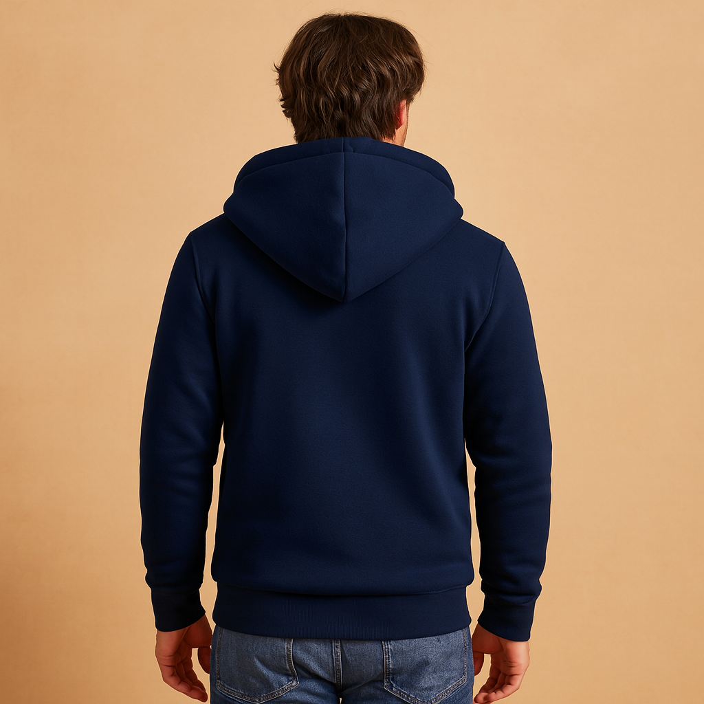 Men's Everyday Fleece-Lined Hoodie with Zip Front and Ribbed Cuffs